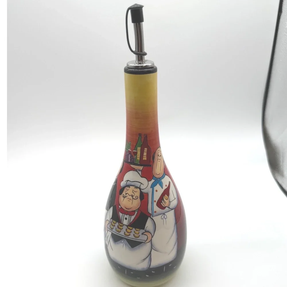 Ristorante Waiter Ceramic Oil Vinegar Bottle Cruet 2008 kitschy bistro Tuscan